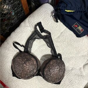 Victoria secret black lace bra with halter neck lace detailing